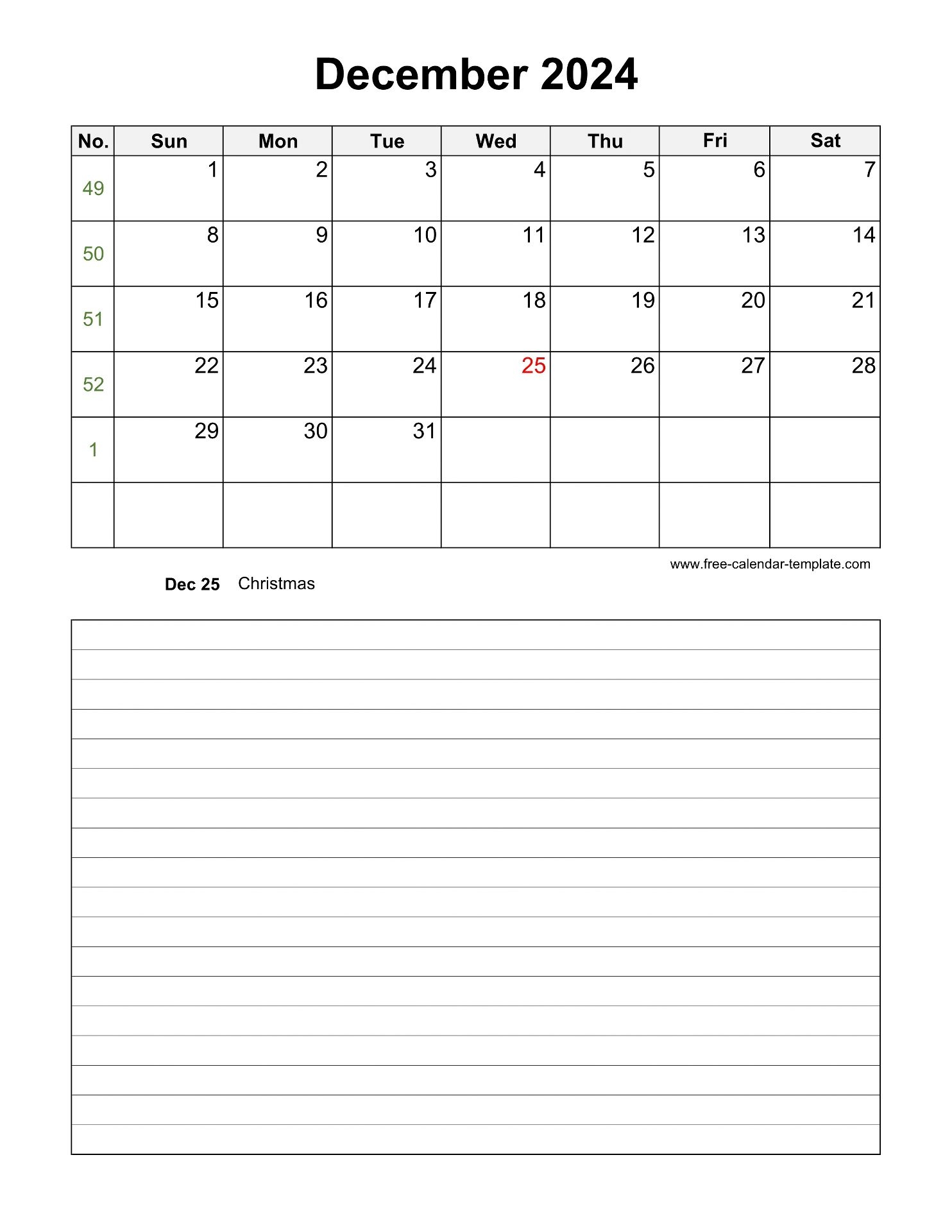 Printable December 2024 Calendar With Space For Appointments 