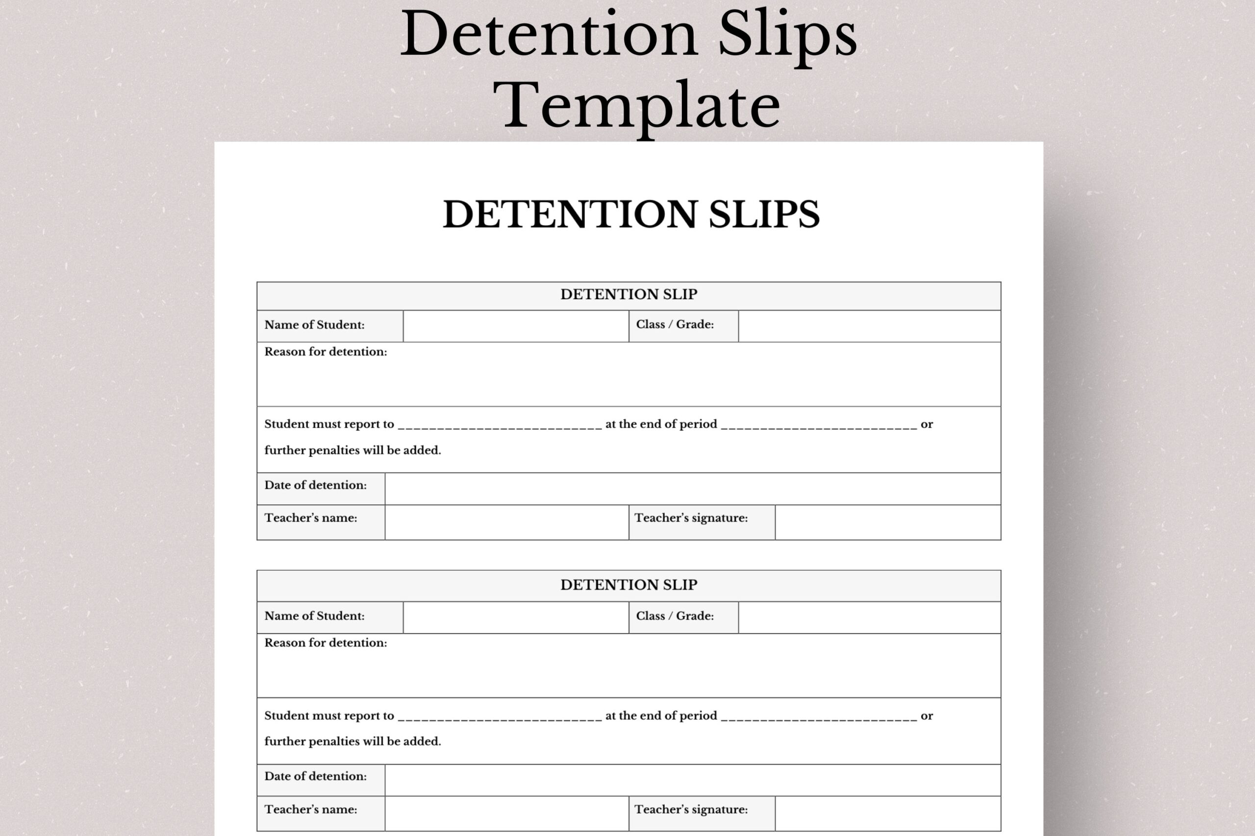 Detention Slip Template