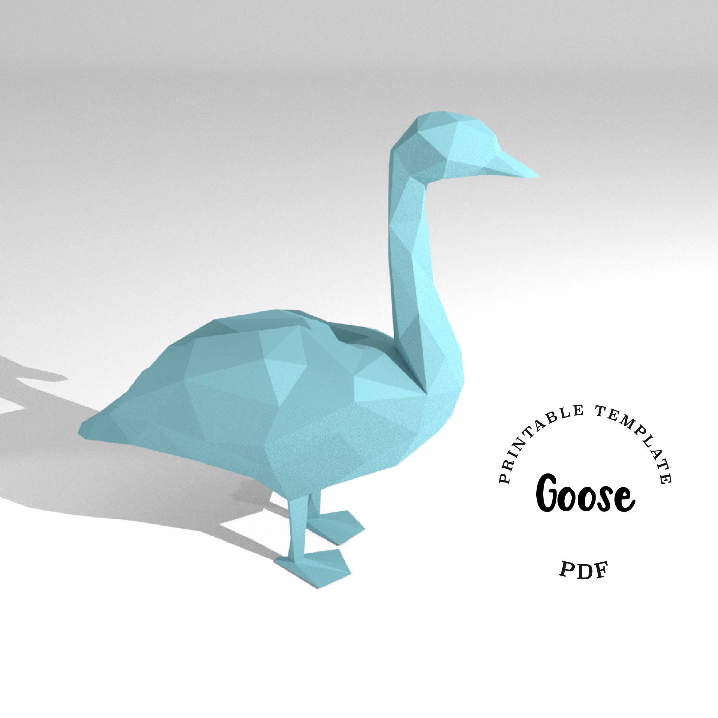 Printable DIY Template PDF Goose Low Poly Paper Model Template 3D Animal Paper Model Origami Papercraft Brain Trainer Etsy