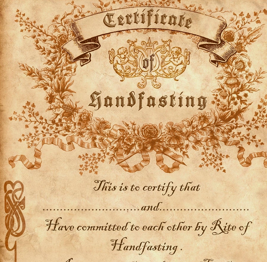 Printable HANDFASTING CERTIFICATE 03 Gift For Weddings Parchment Texture Magic Rite Medieval And Victorian Aesthetic Printable DOWNLOAD Etsy