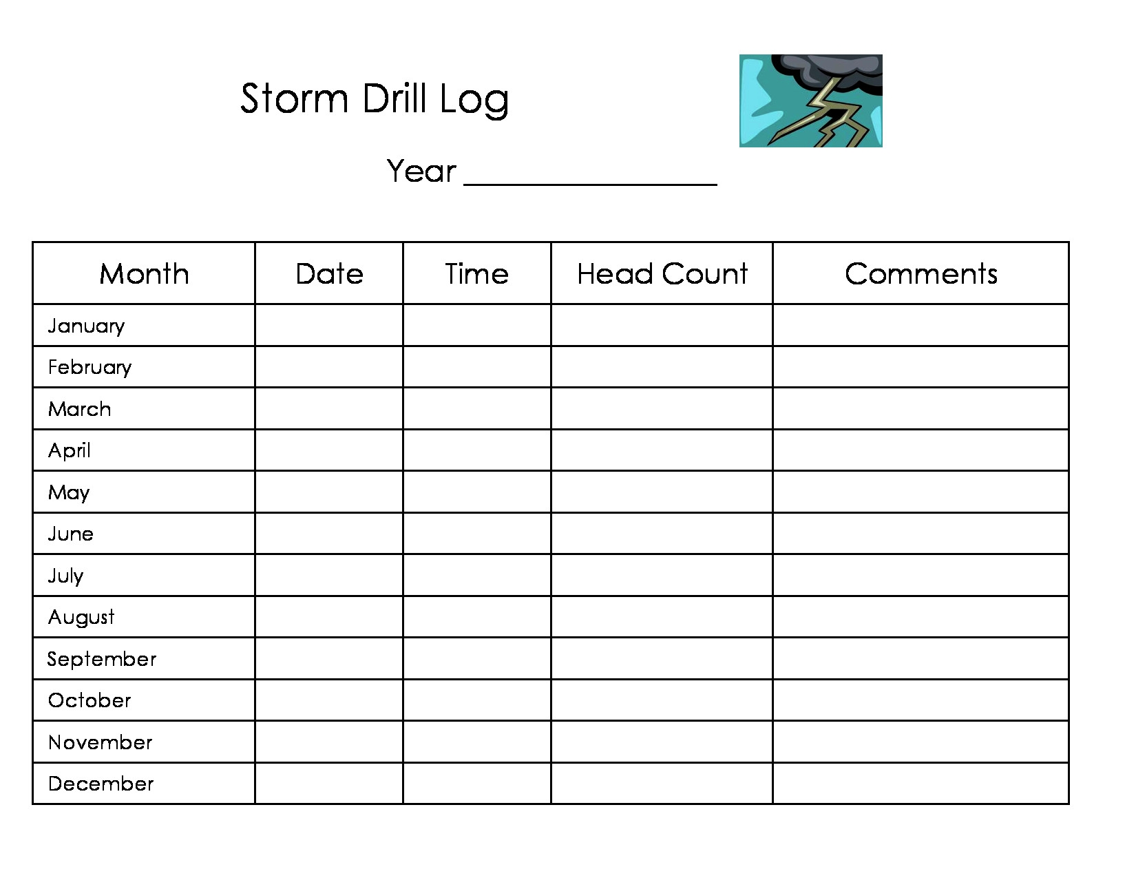 Free Printable Fire Drill Form Template