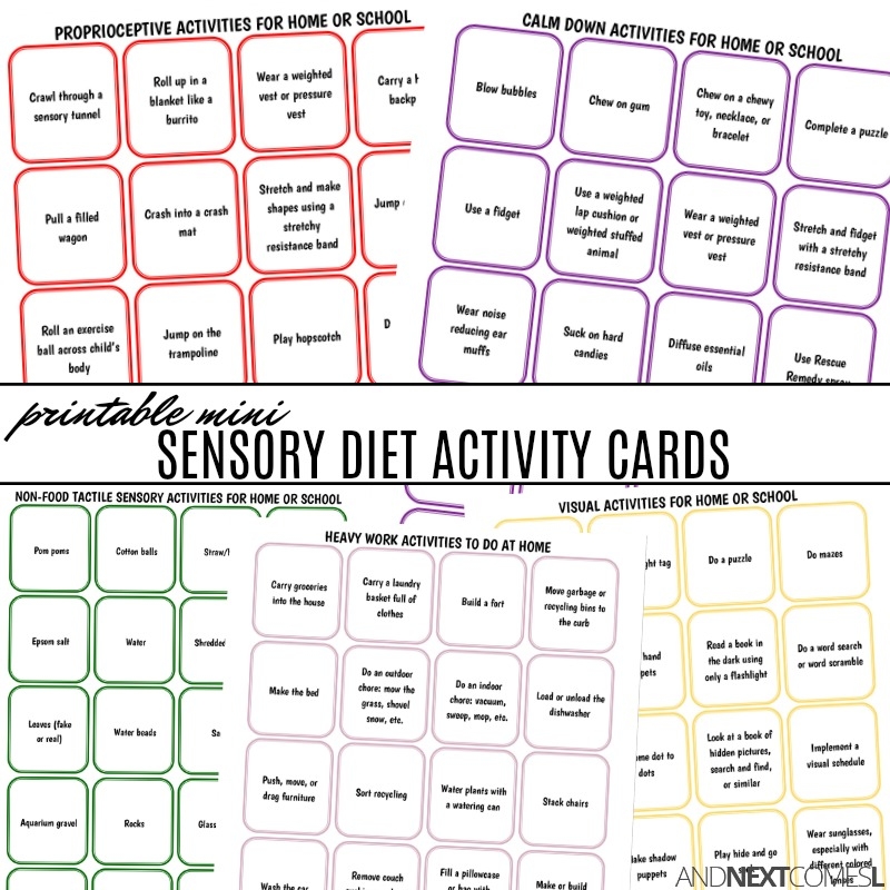 Printable Mini Sensory Diet Activity Cards And Next Comes L Hyperlexia Resources
