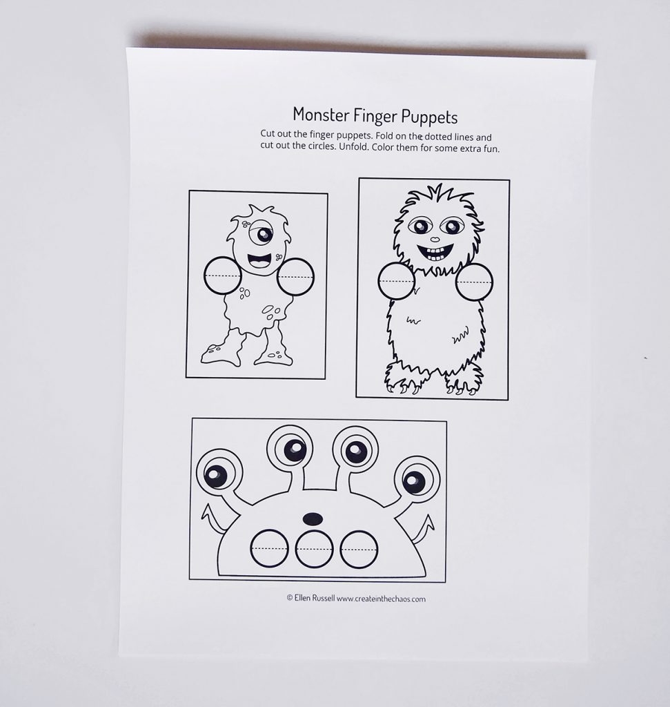 Printable Monster Finger Puppets Create In The Chaos
