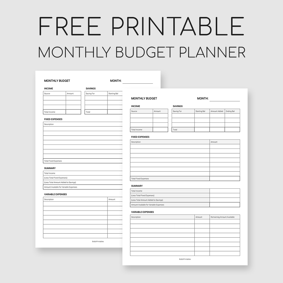 Free Printable Budget Template