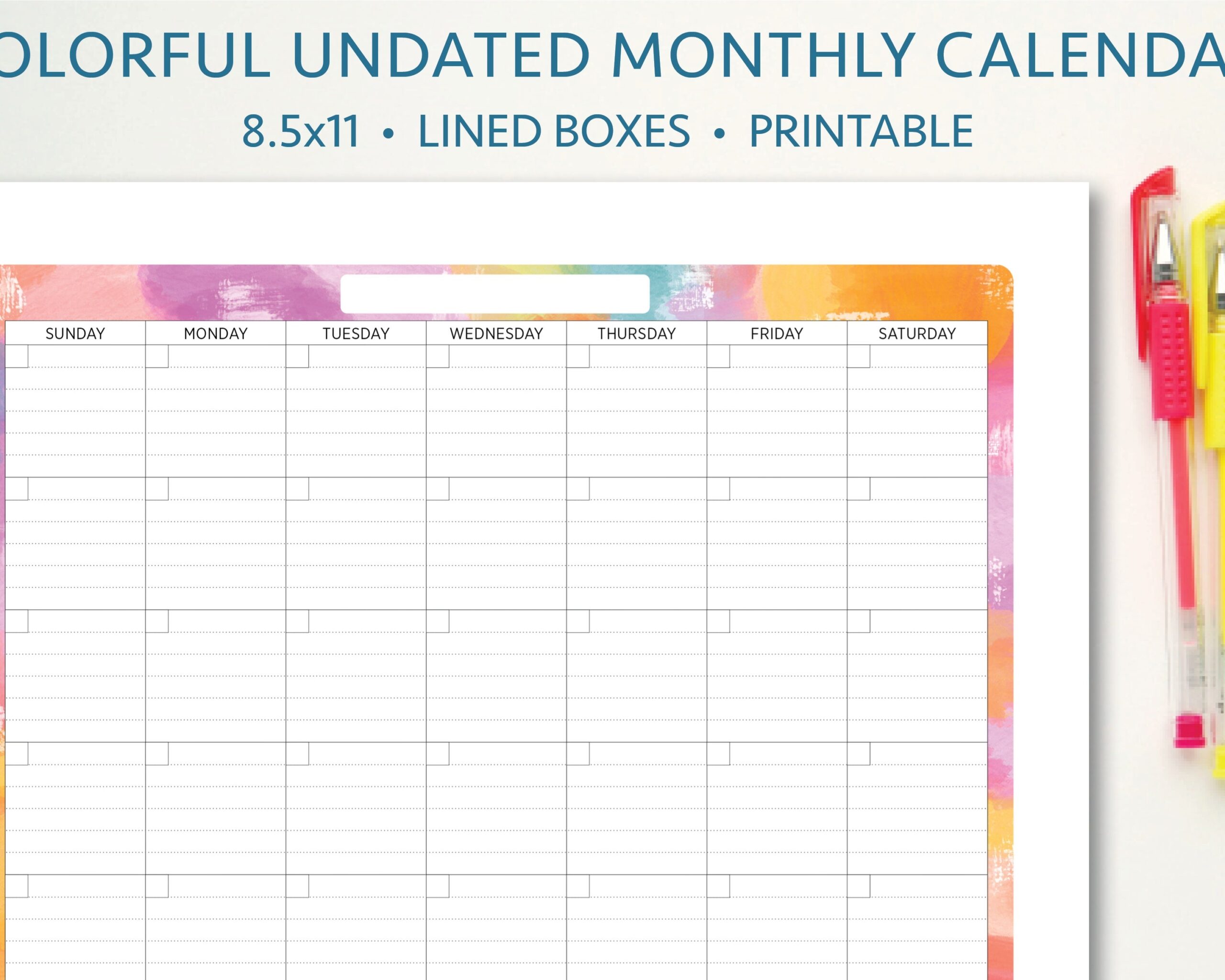 Blank Calendar With Lines Printable