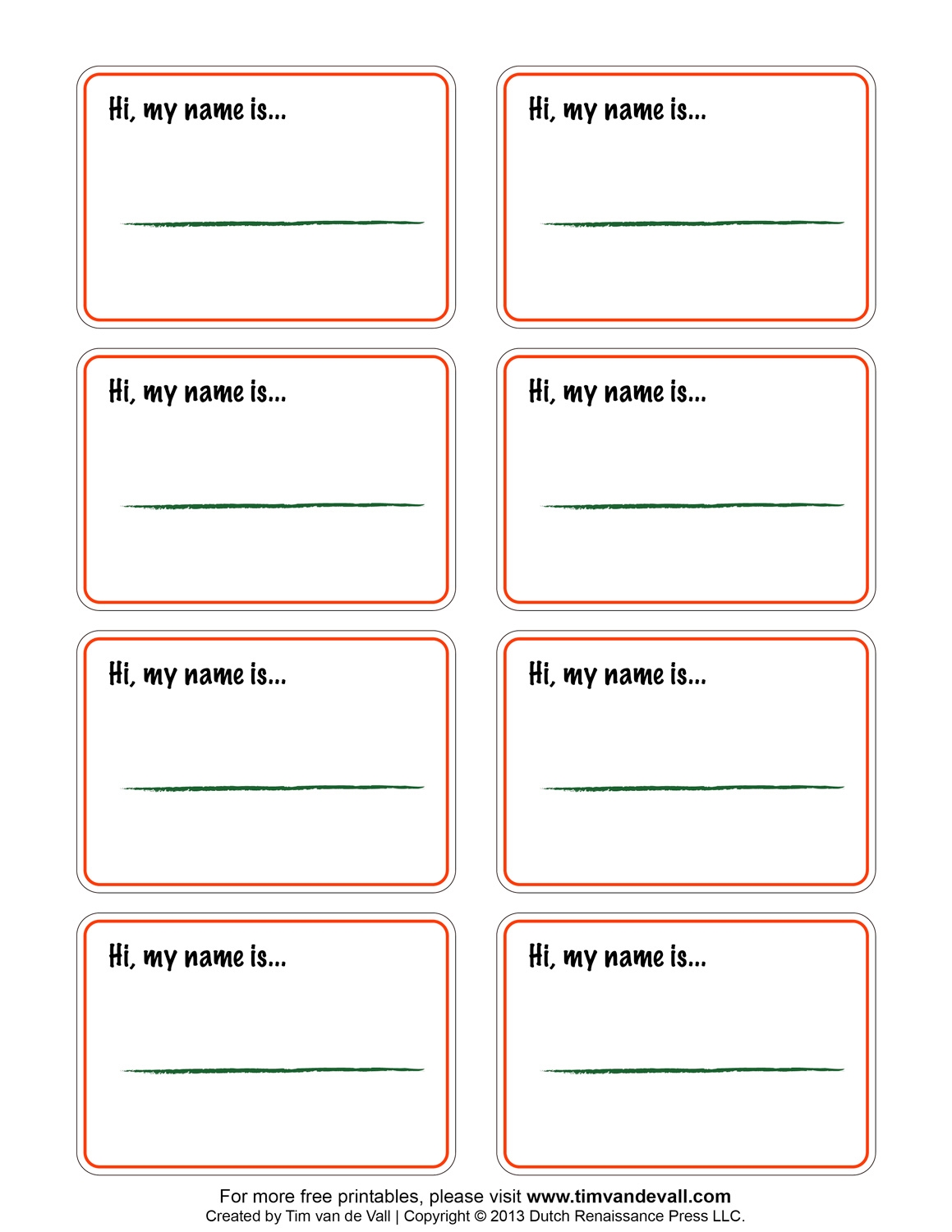 Vertical Name Tag Template Free Printable