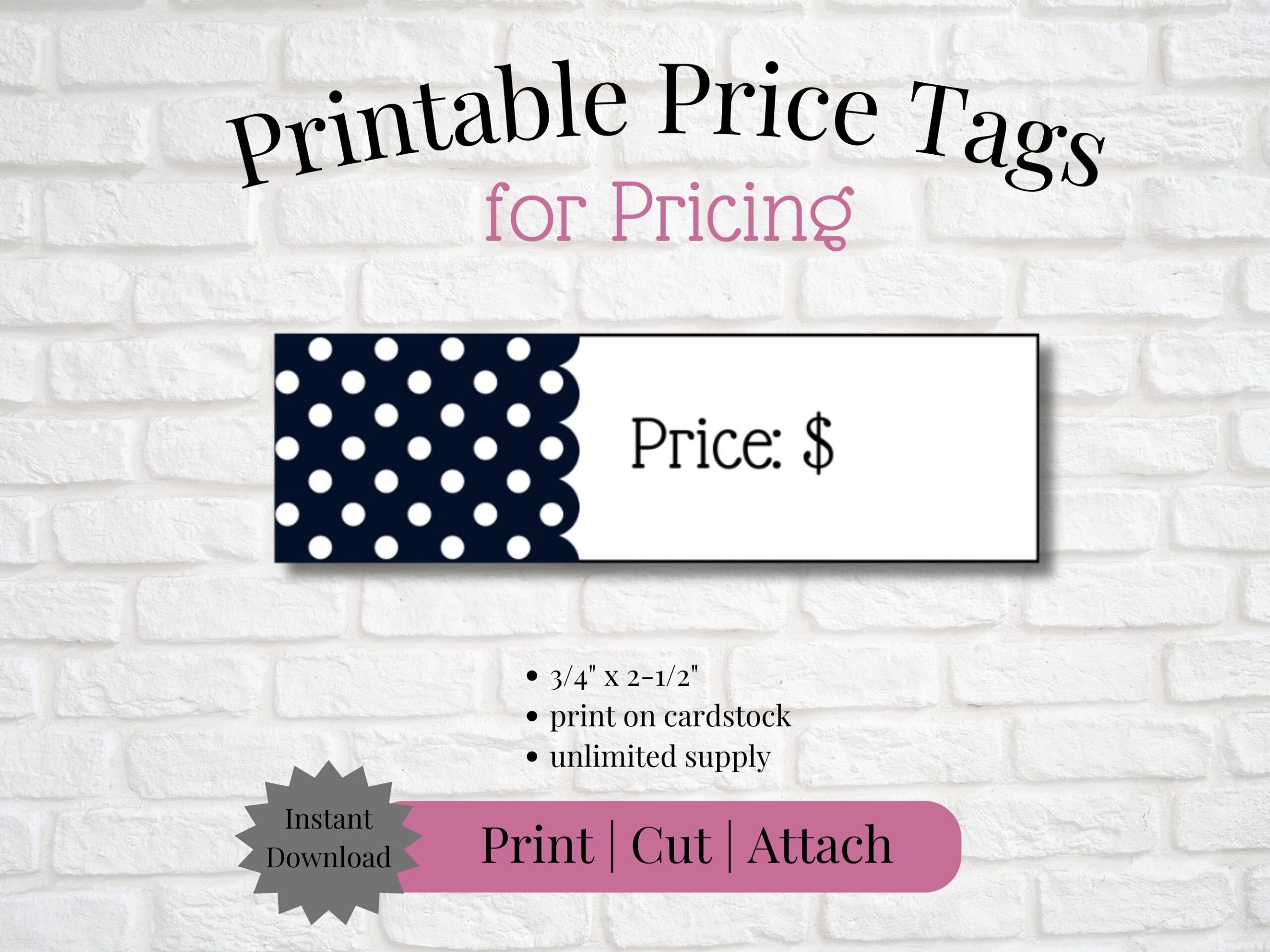Printable Price Tags Instant Download Print Cut U0026 Attach To Handmade Item Craft Show Craft Fair Small Business