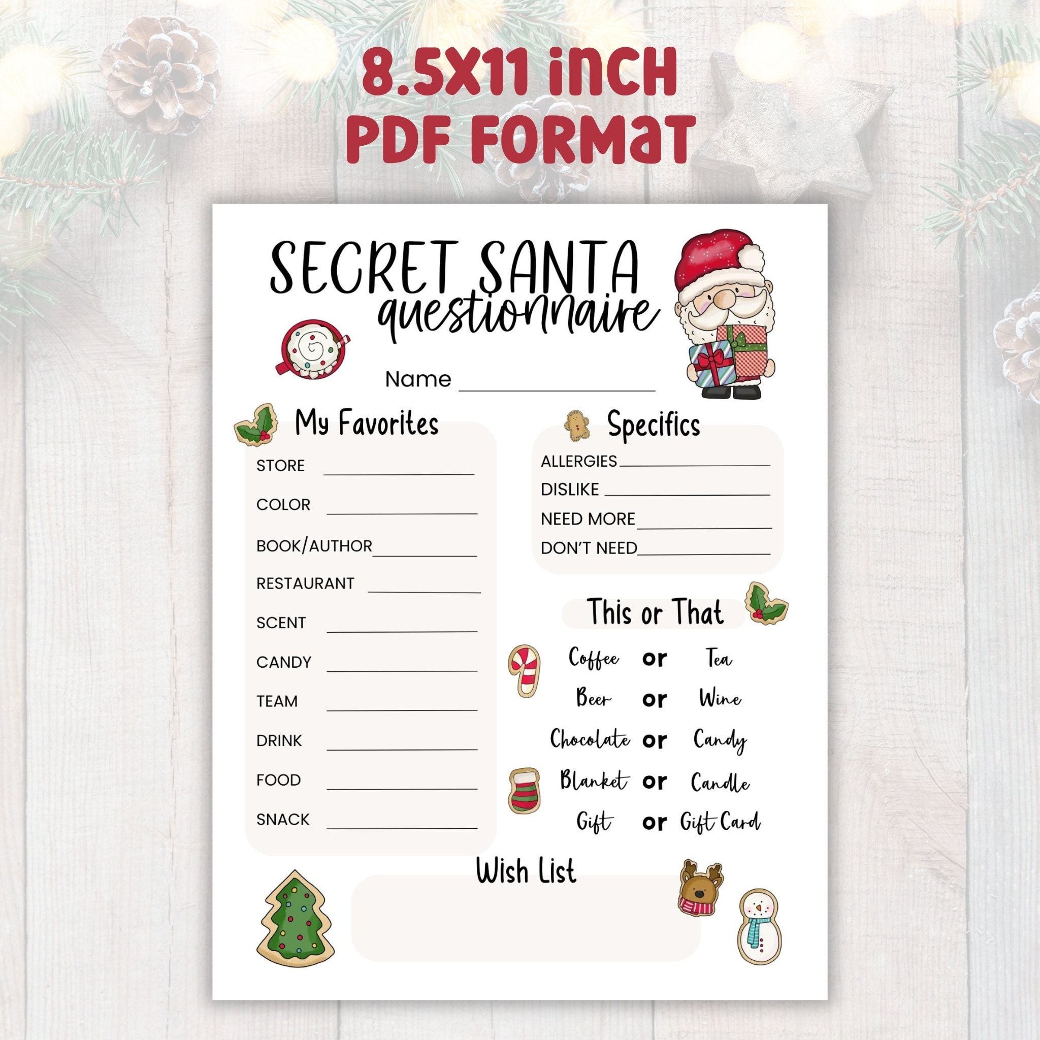 Secret Santa Questions Pdf Free Printable