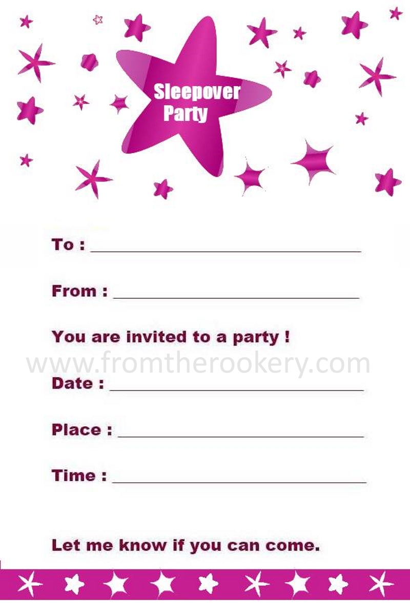 Printable Blank Sleepover Invitation Template