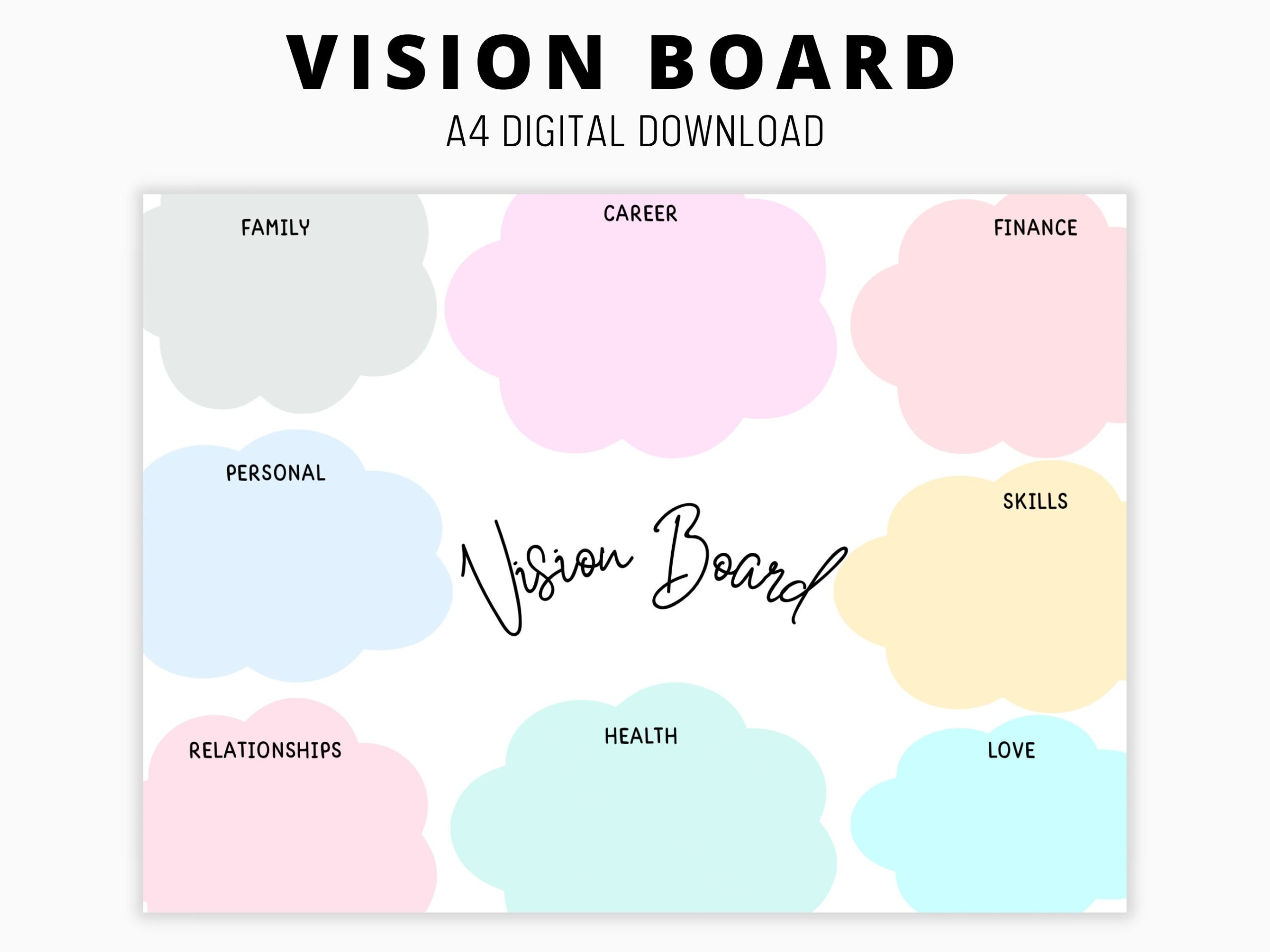 Printable Vision Board Vision Board Template 2025 Dream Life Planner Goal Setting Vision Board Manifesting Kit Manifesting Board PDF A4 Etsy Australia