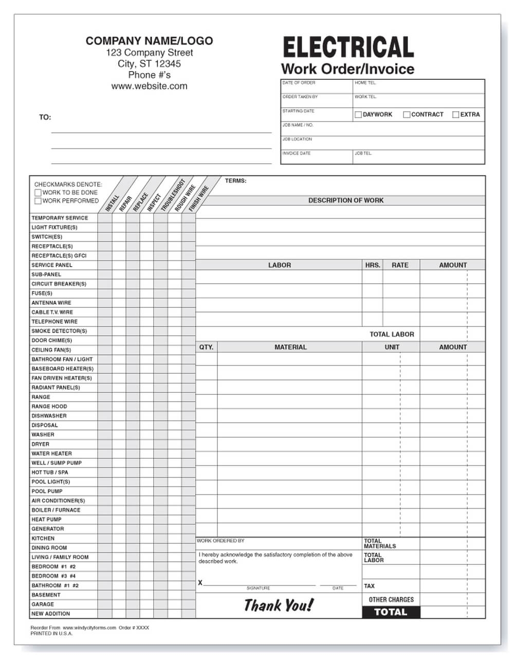 Free Printable Automotive Work Order Template