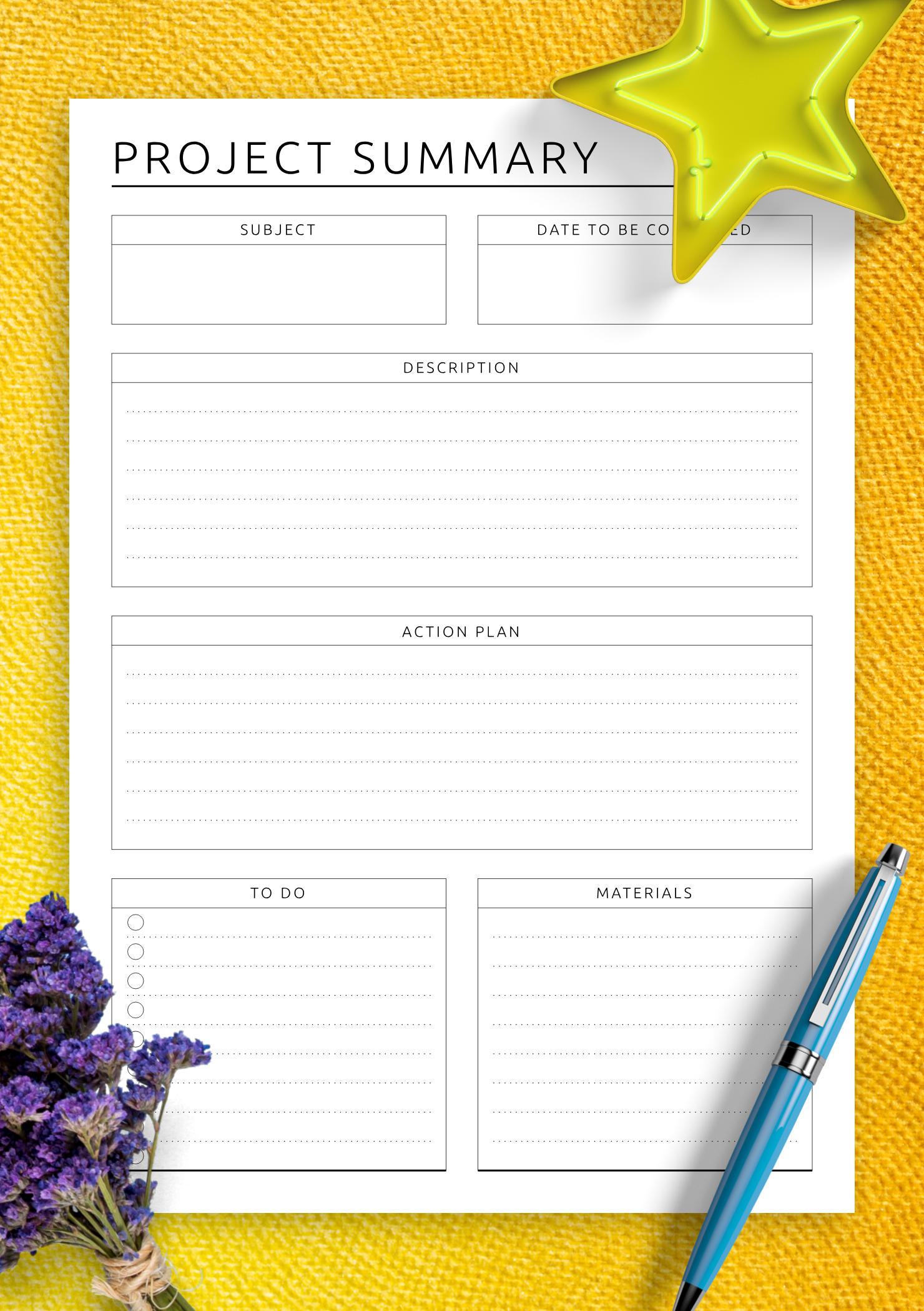Project Planning Template Structured Customizable PDF Tool