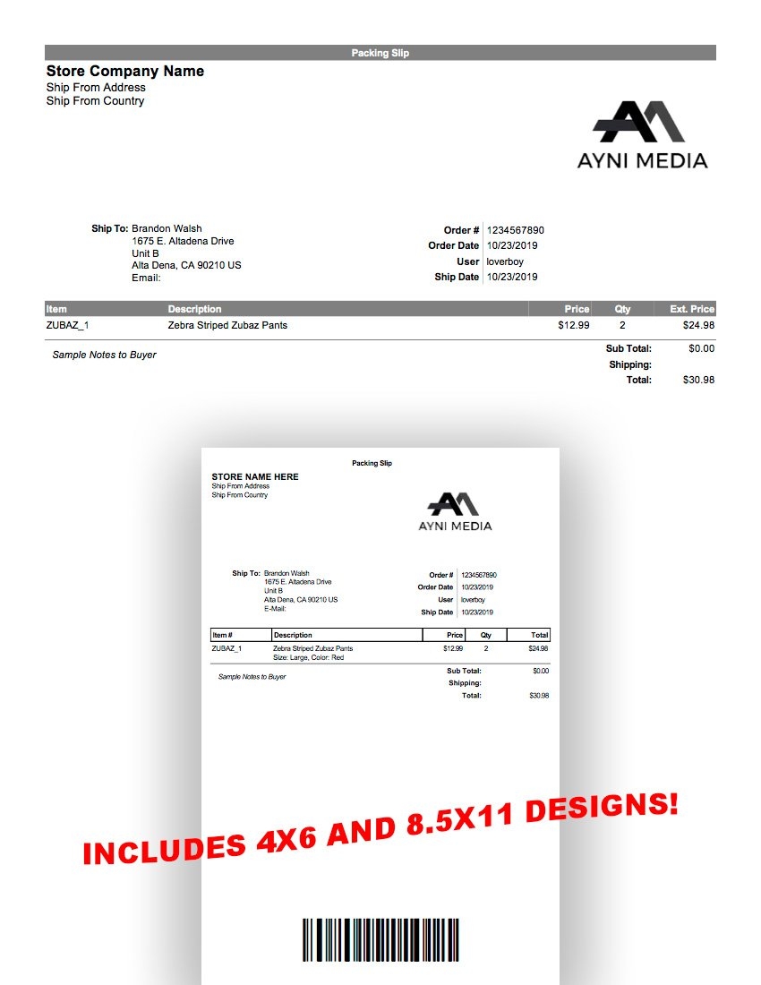 Shipstation Packing Slip Templates