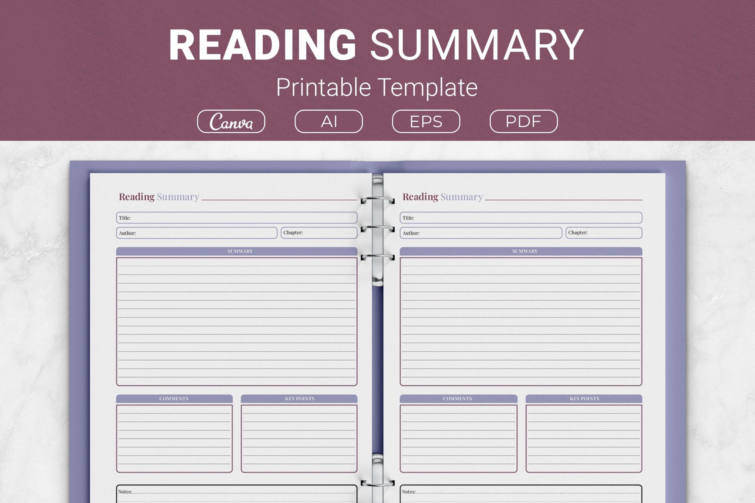 Reading Summary Printable Template