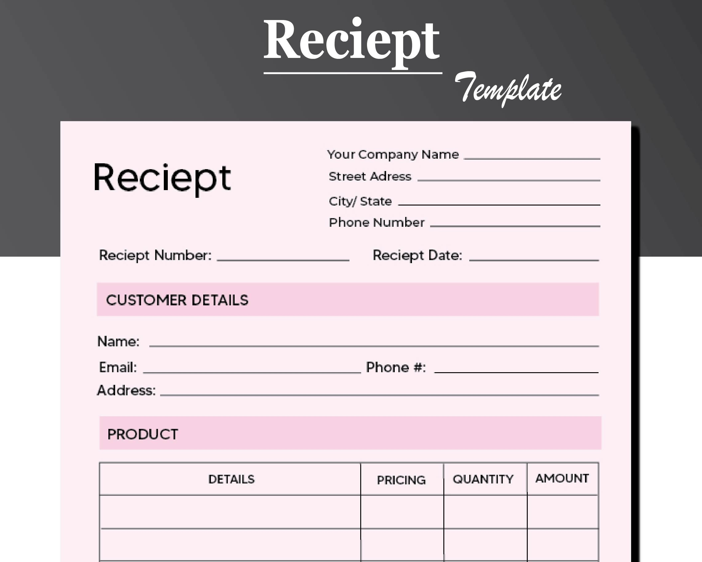 Receipt Template Receipts Business Receipt Invoice Receipt Receipt Book Rent Receipt Order Receipt Receipt Printable Etsy
