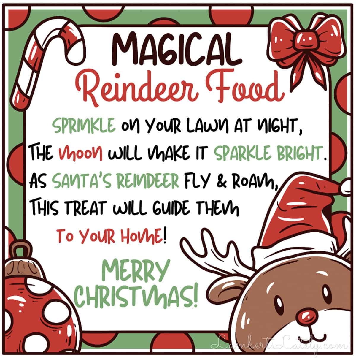 Free Printable Reindeer Food Template