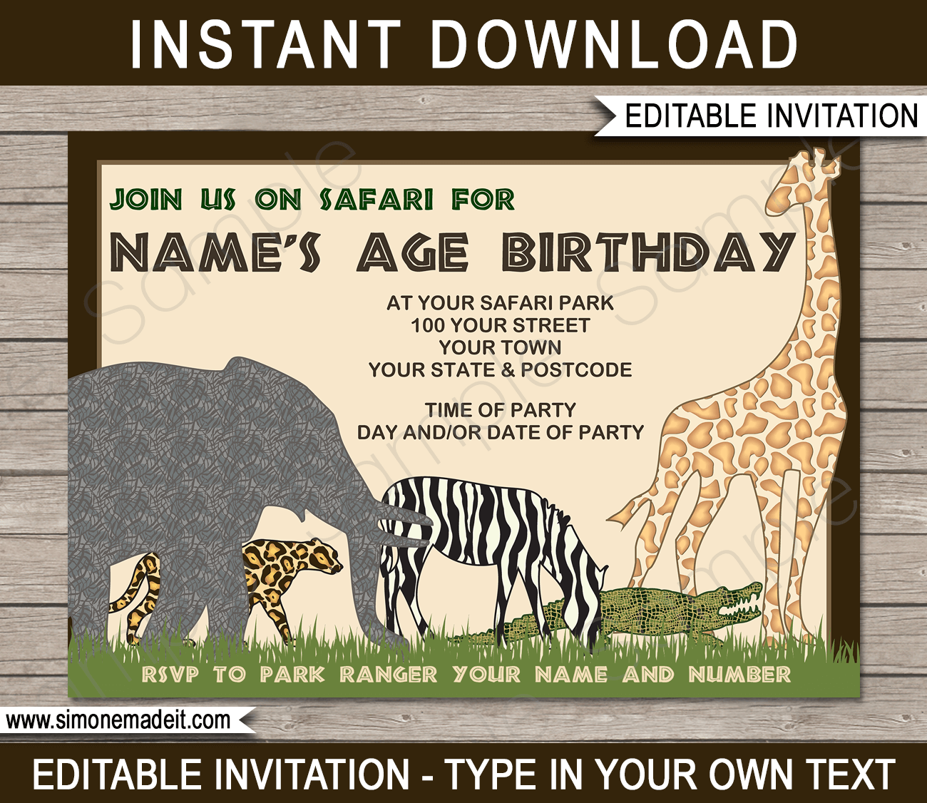 Free Printable Safari Theme Invitation Template