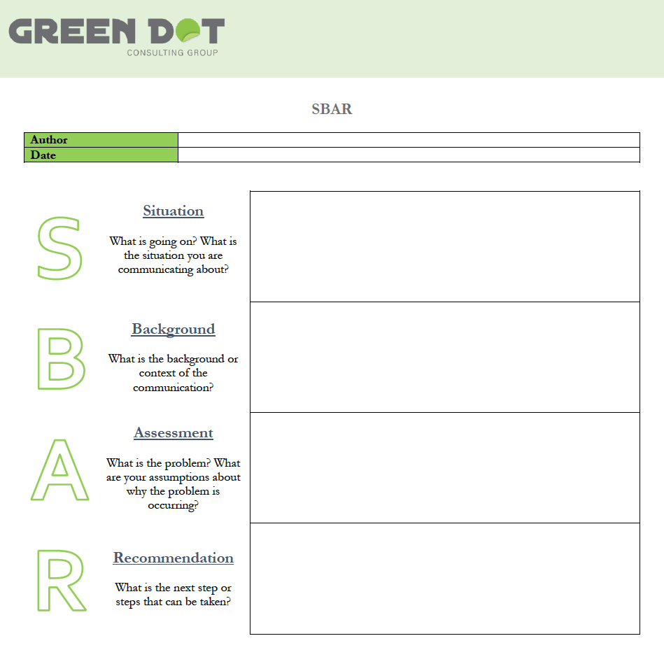 Printable Blank Sbar Template