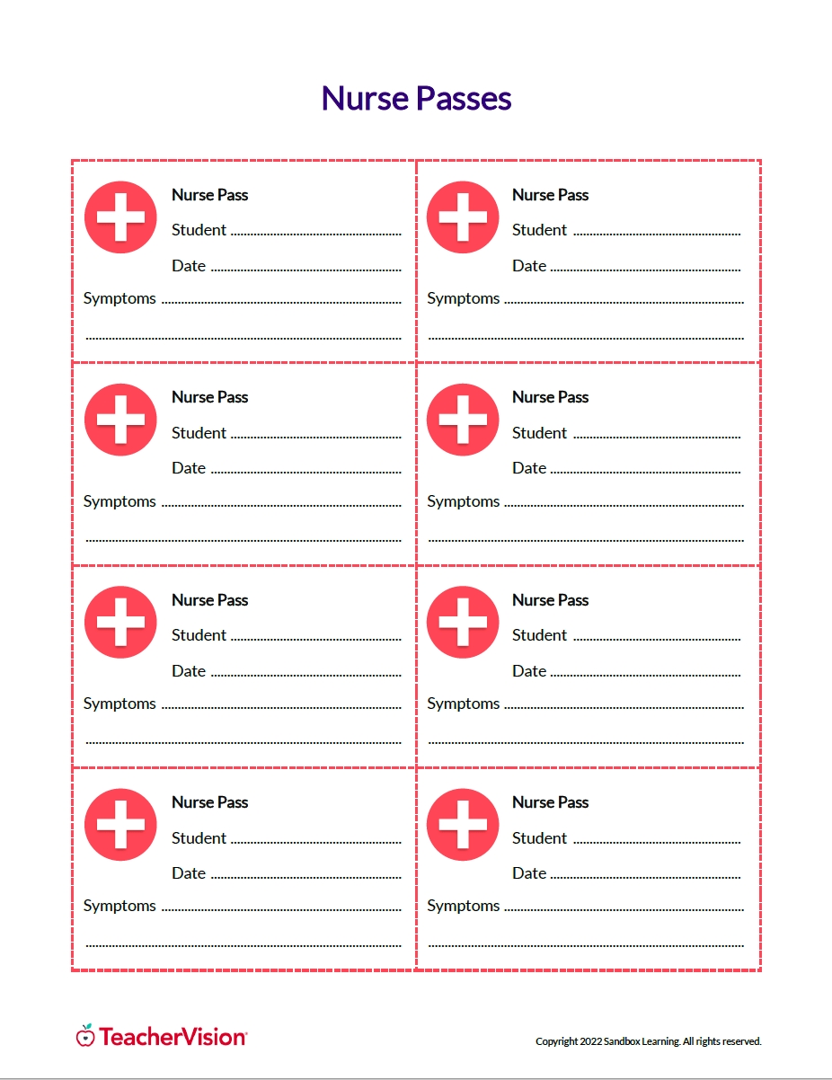 Printable Free Nurse Pass Template