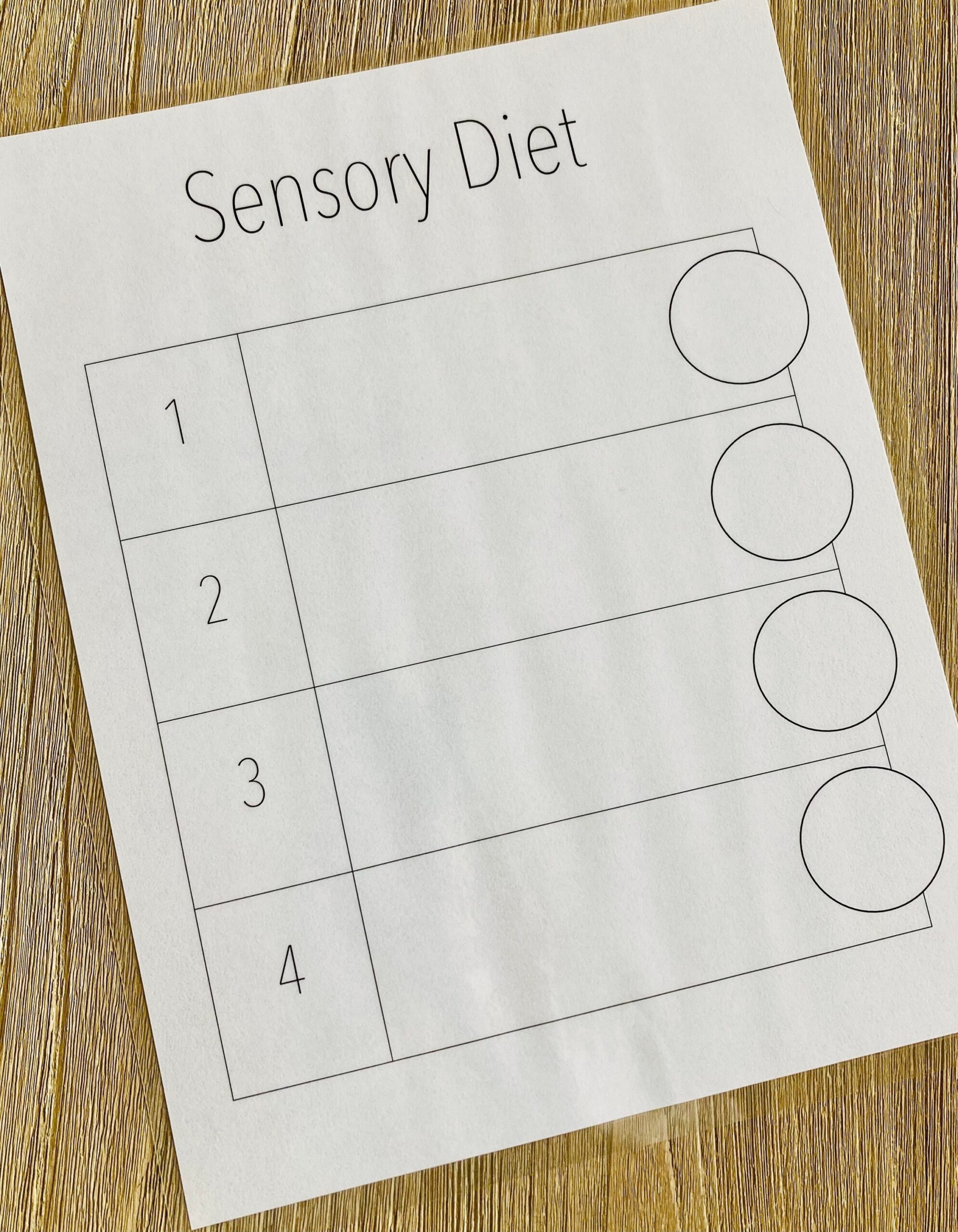 Sensory Diet Chart Sensory Activities Tracking Sheet Sensory Diet Daily Use Log Self regulation Tool Printable Sensory Activities Sheet Etsy