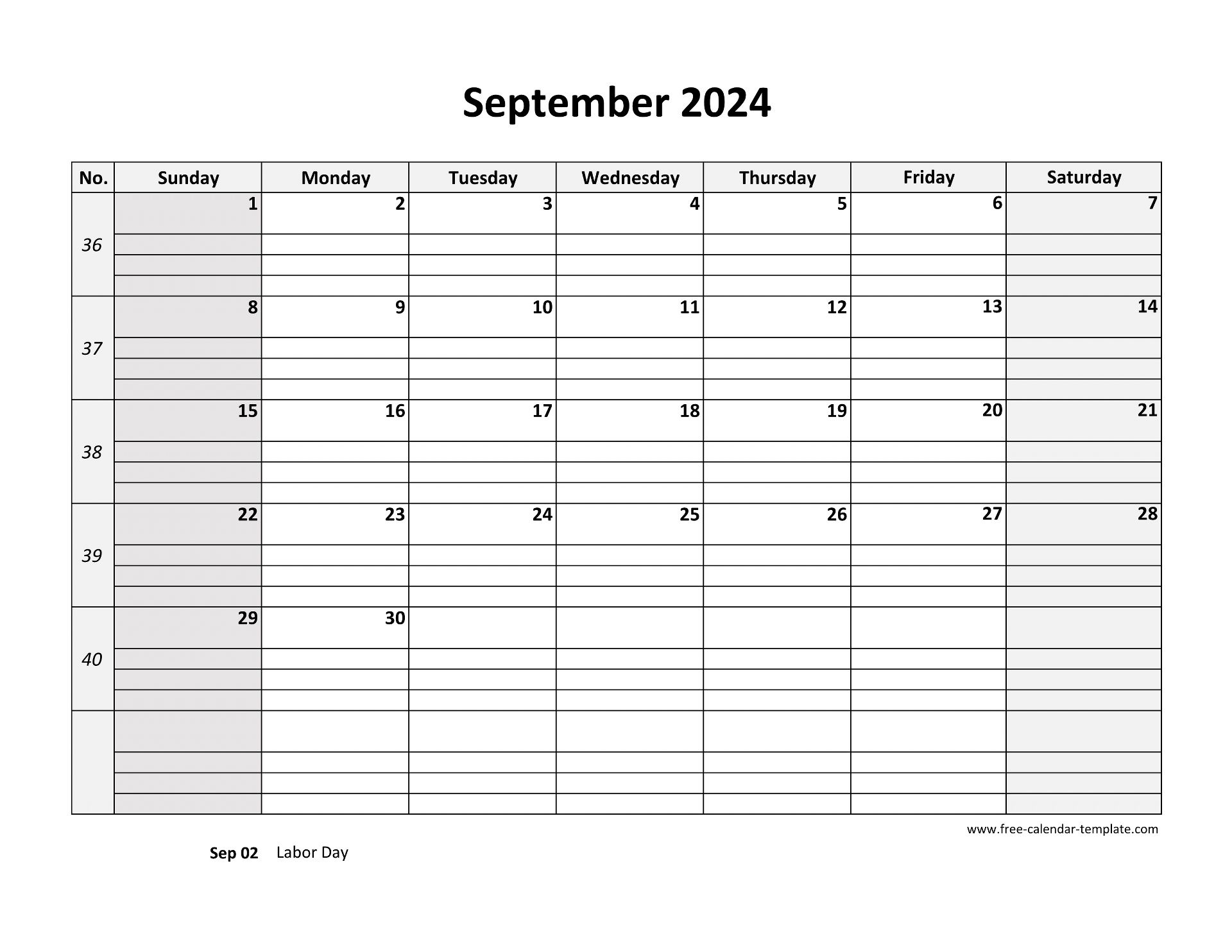 Free Printable Sept Calendar