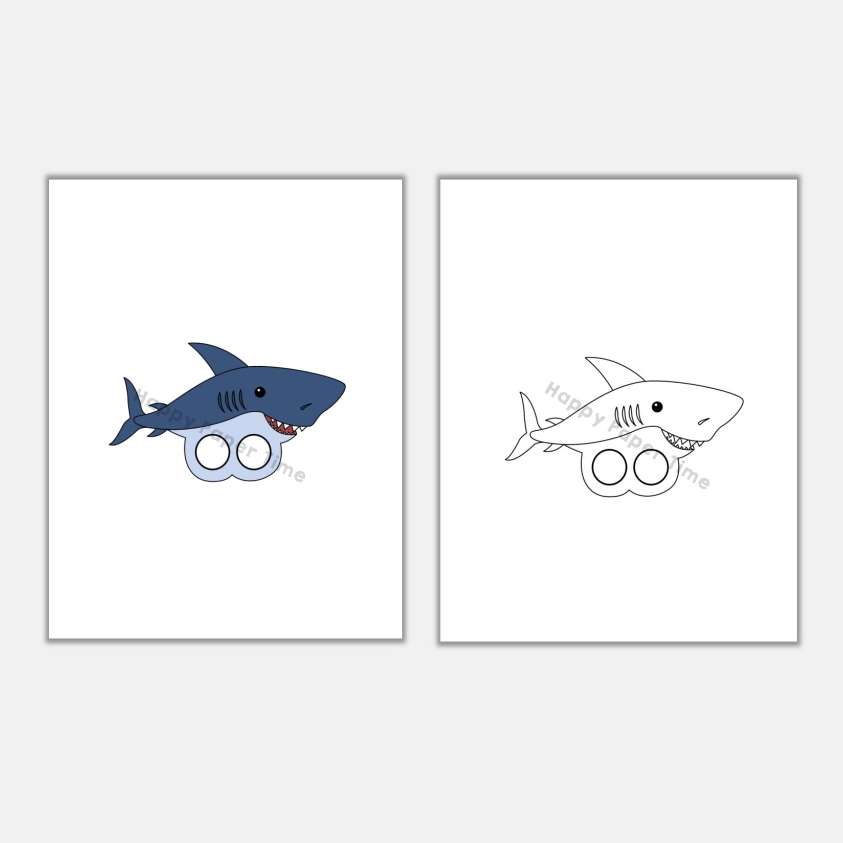 Shark Finger Puppet Printable Sea Ocean Animal Coloring Paper Craft Activity
