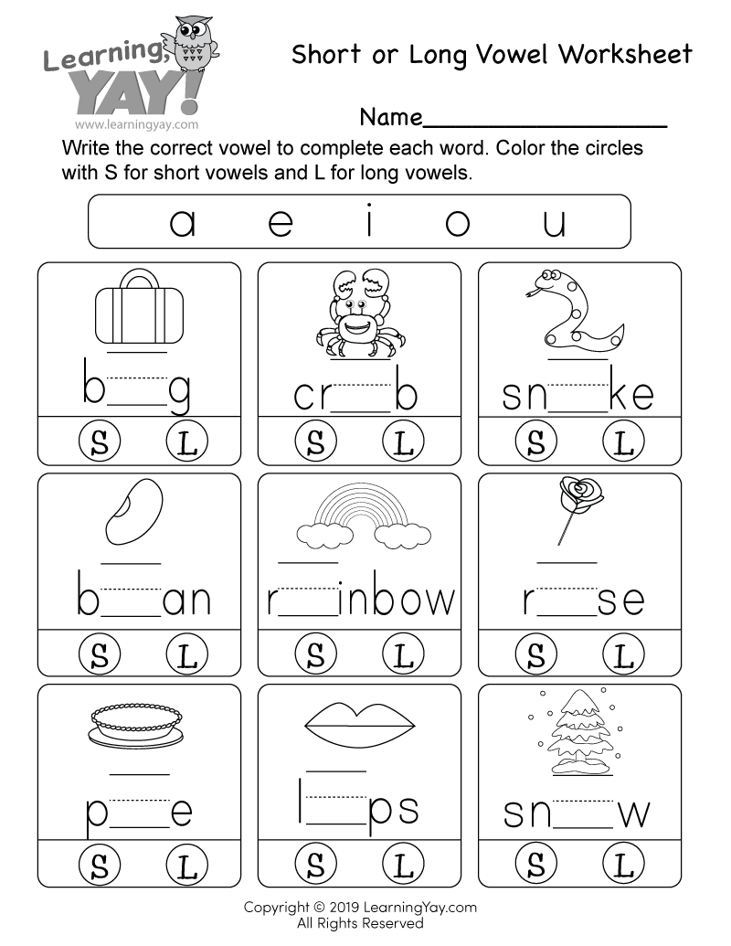 Free Printable Long Vowel Worksheets
