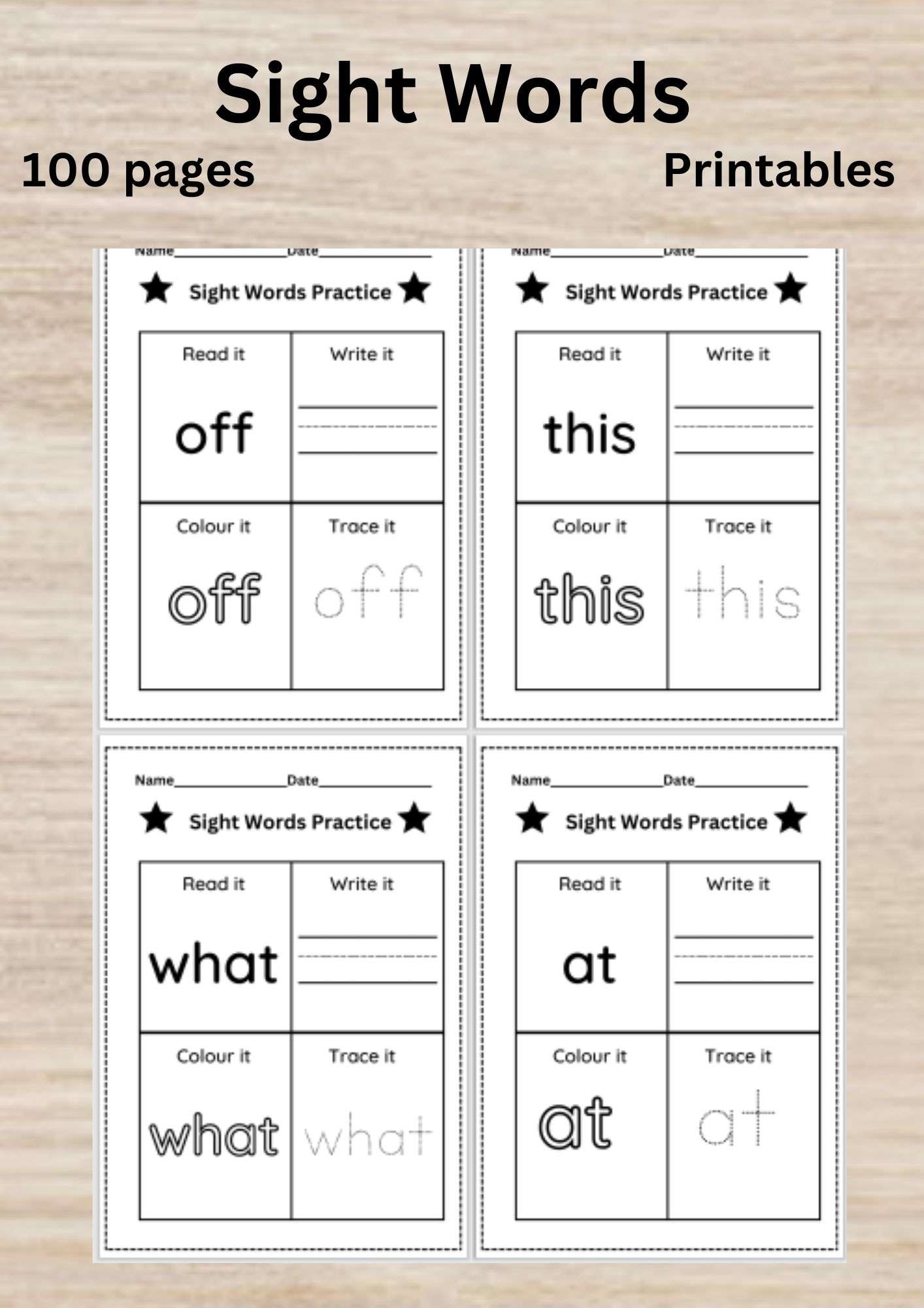 Free Printable Kindergarten Worksheets Sight Words