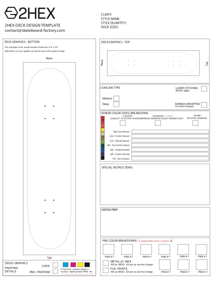 Blank Printable Skateboard Deck Template