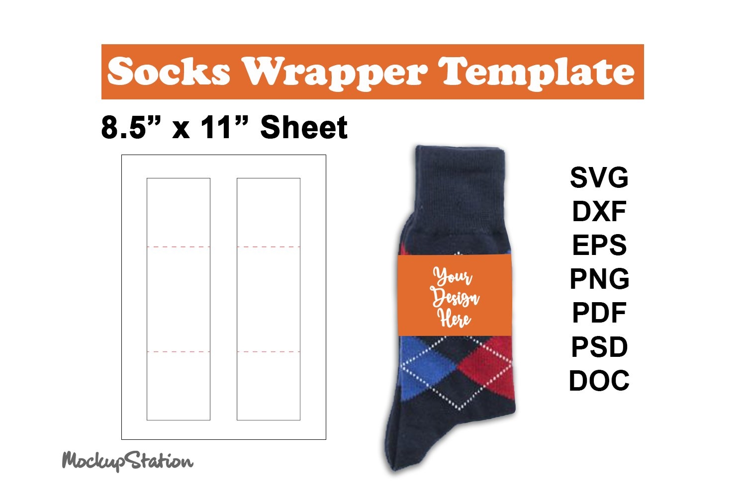 Socks Wrapper Template SVG Sock Wrap Sublimation Template