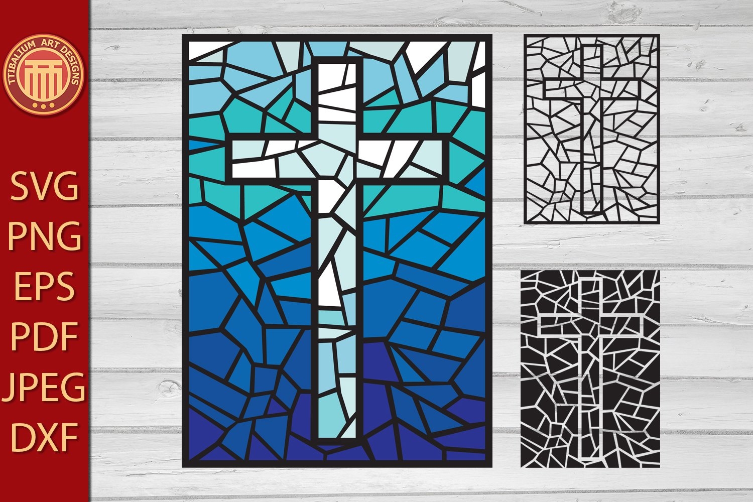 Stained Glass Cross Eps Jpg Dxf Svg Pdf Png Files
