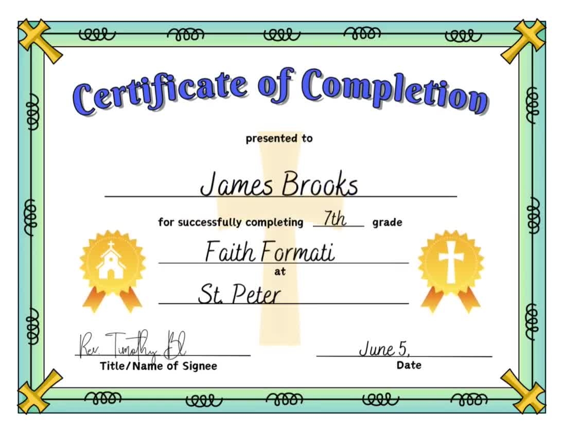 Sunday School Award Certificate Christian Certificate Editable Award Template Canva Template Etsy