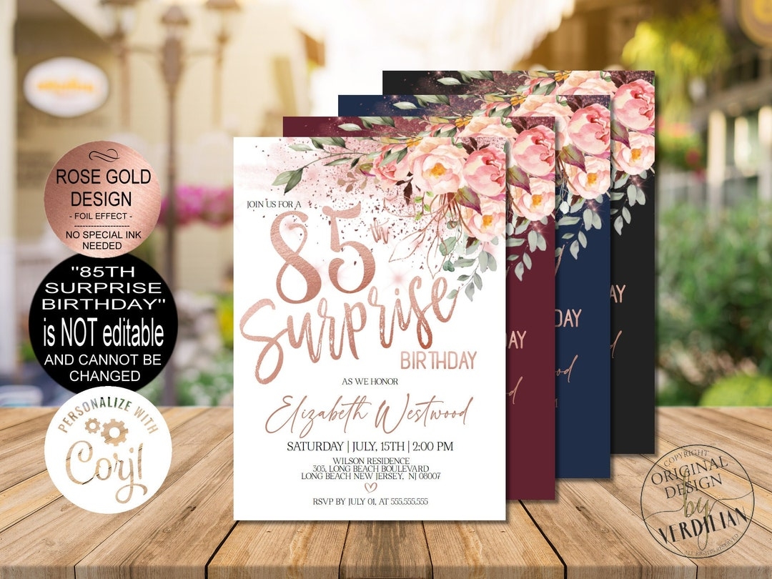 85th Birthday Invitations Template Free Printable
