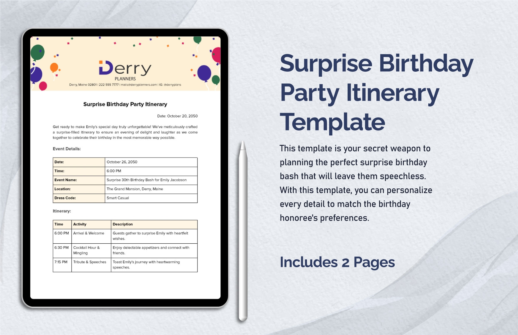 Free Printable Birthday Weekend Itinerary Template