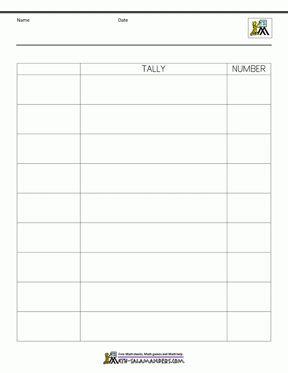 Printable Blank Tally Chart Template
