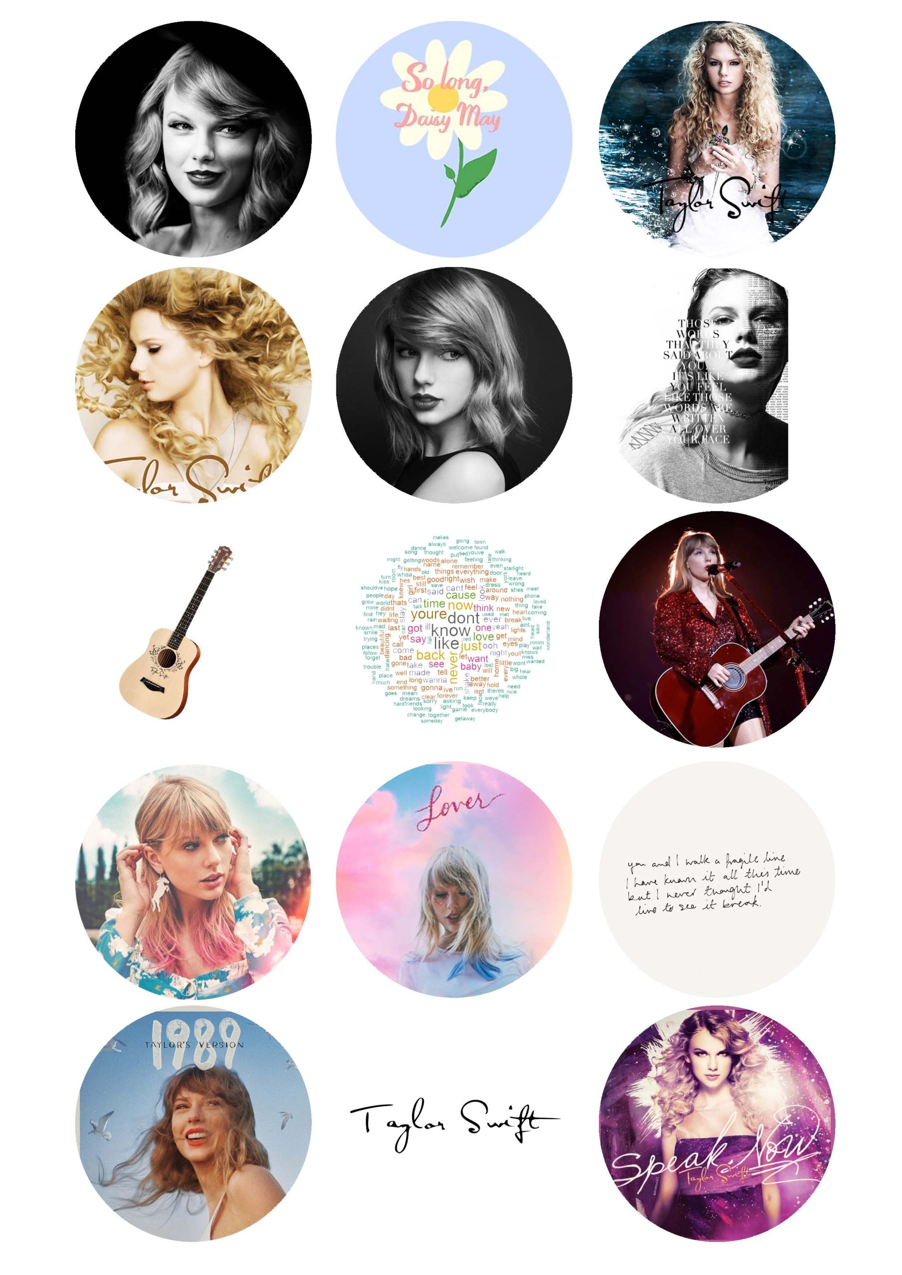 Free Printable Taylor Swift Cupcake Toppers