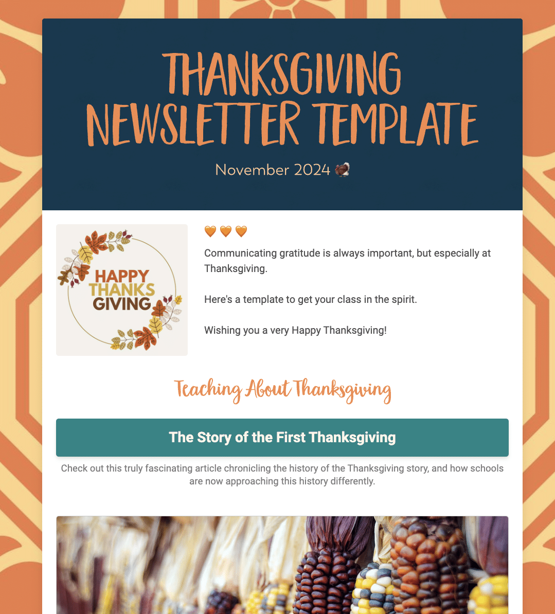 Thanksgiving Newsletter Template November Newsletter Smore