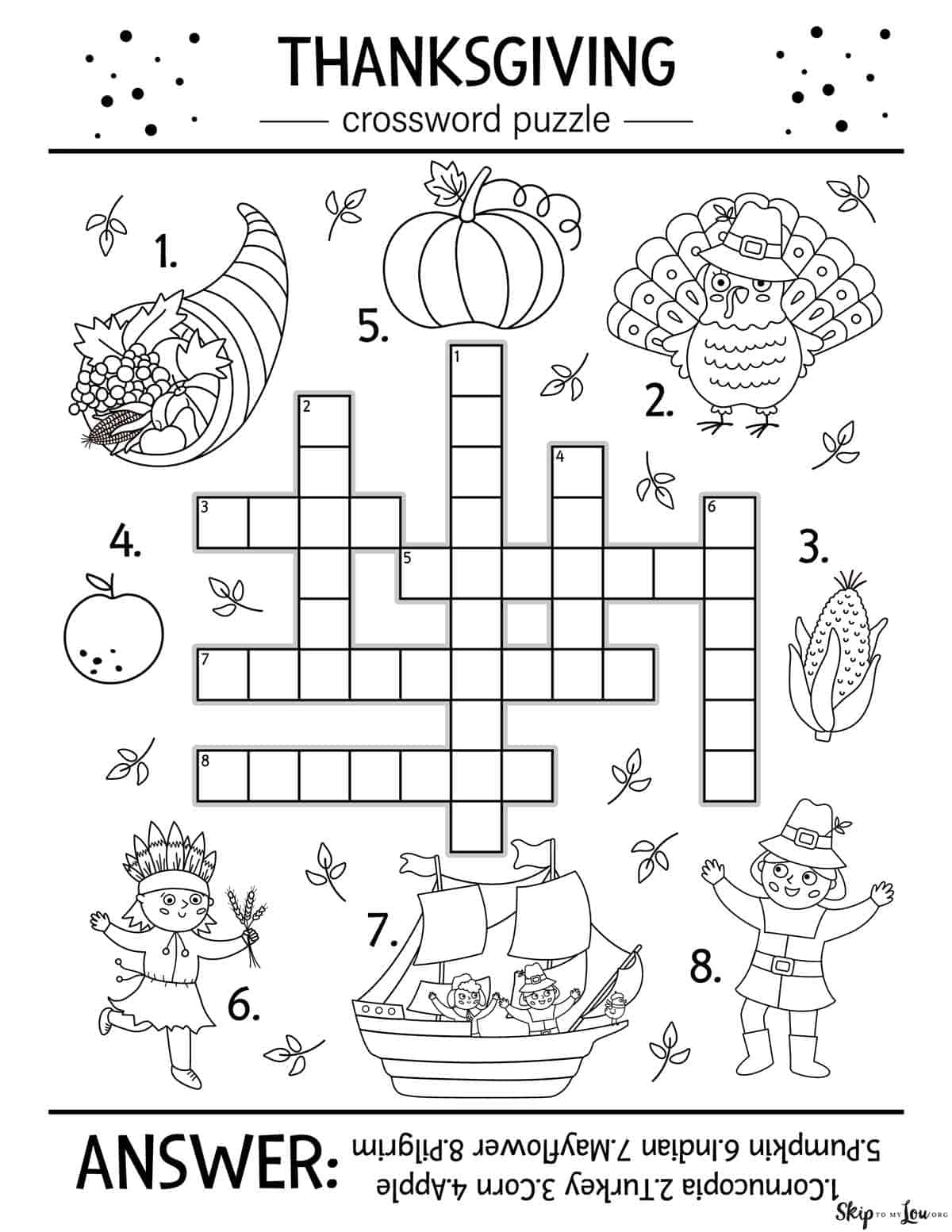 Free Printable Worksheets For Thanksgivin