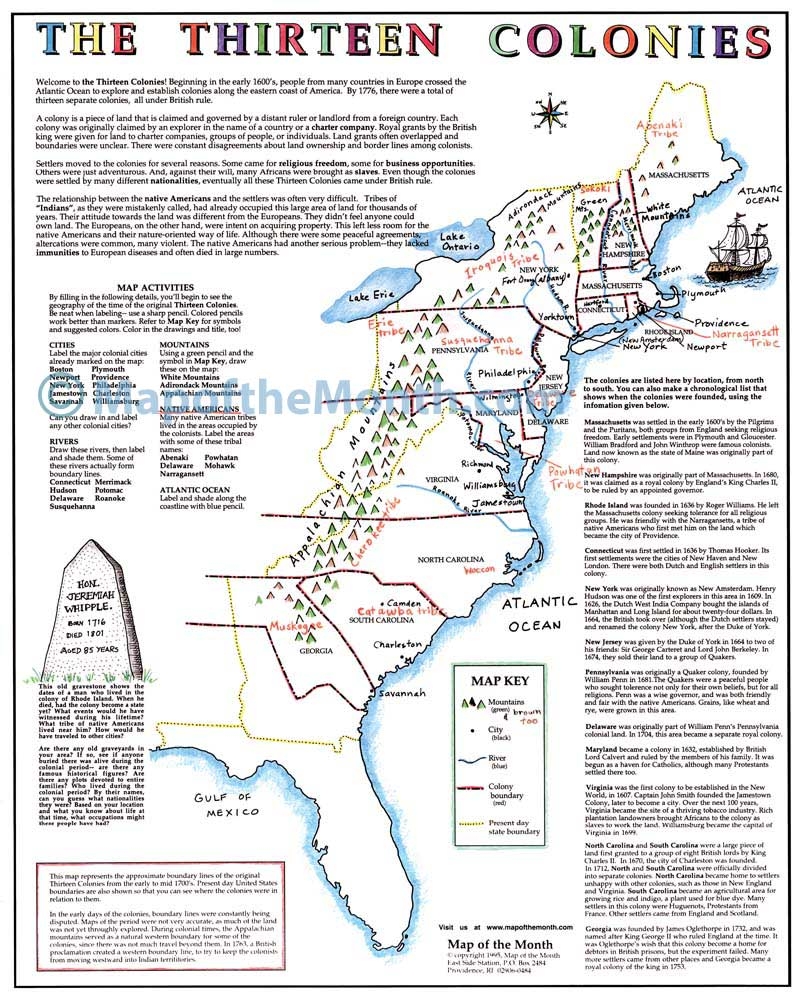 Map Of 13 Original Colonies Printable