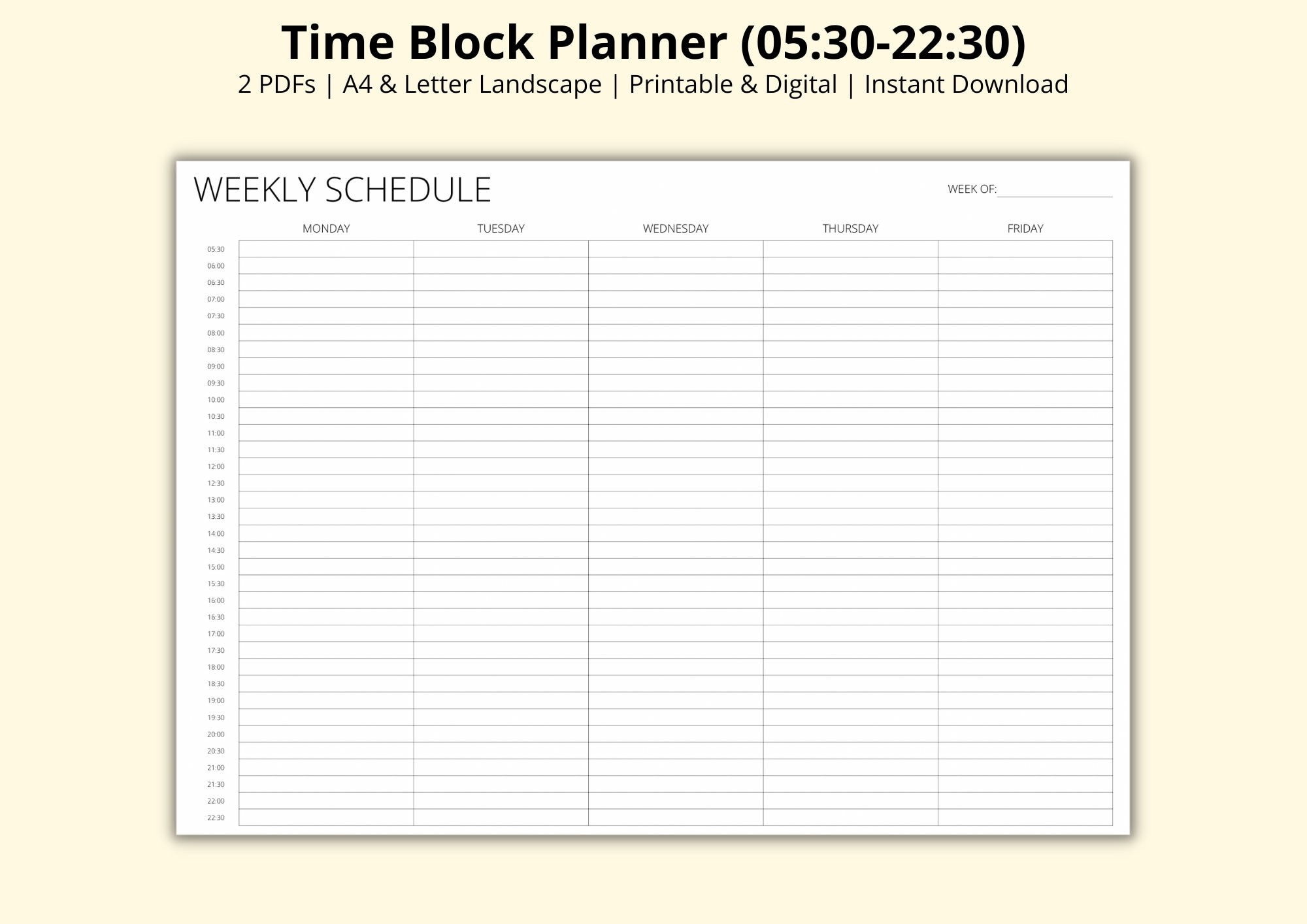 Blank Printable Weekly Calendar With Times