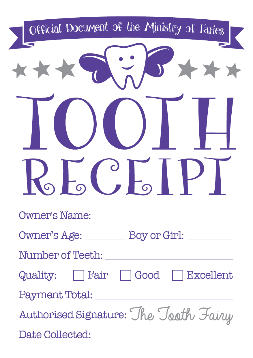 Tooth Fairy Certificate U0026 Tooth Receipt Free Printables