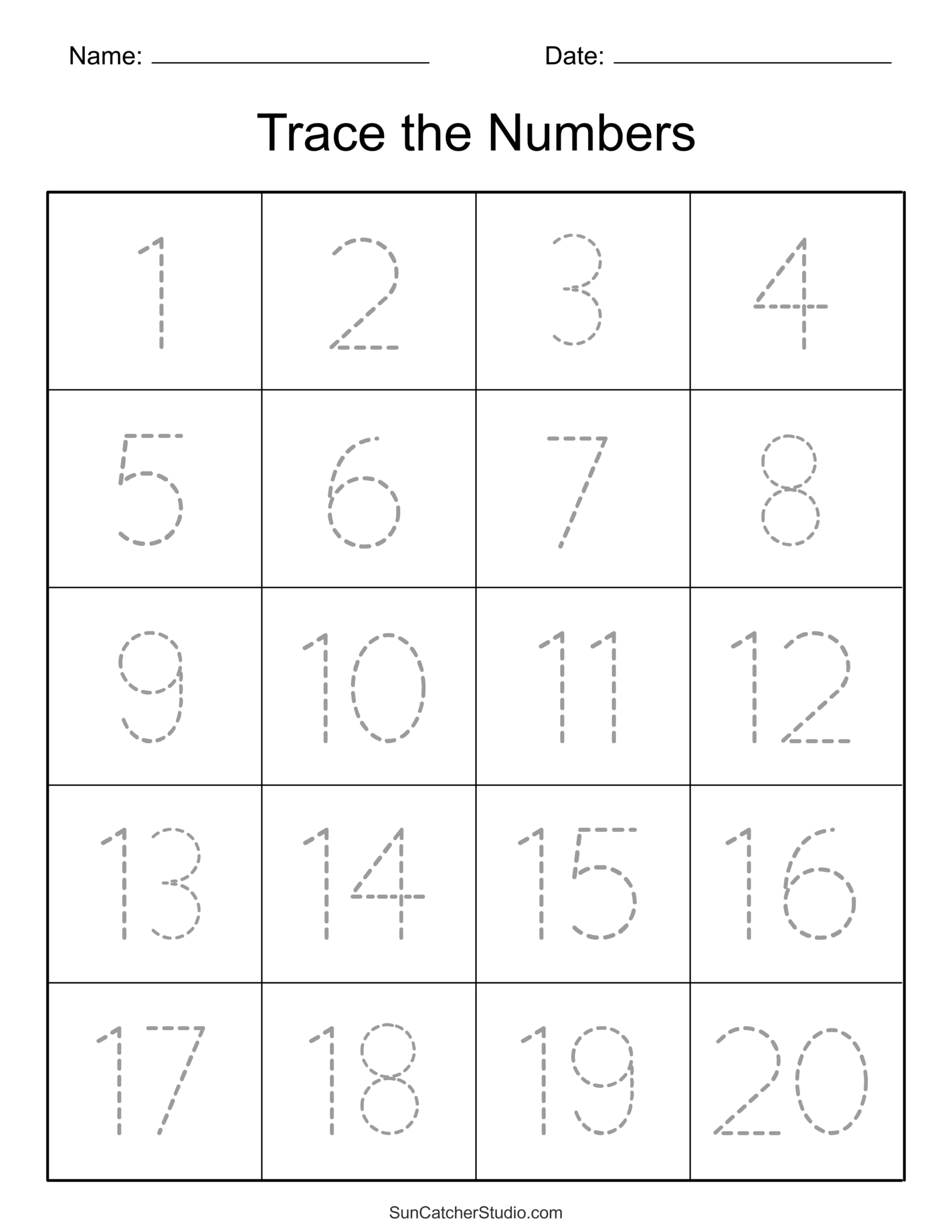 Free Printable Number Tracing Sheets