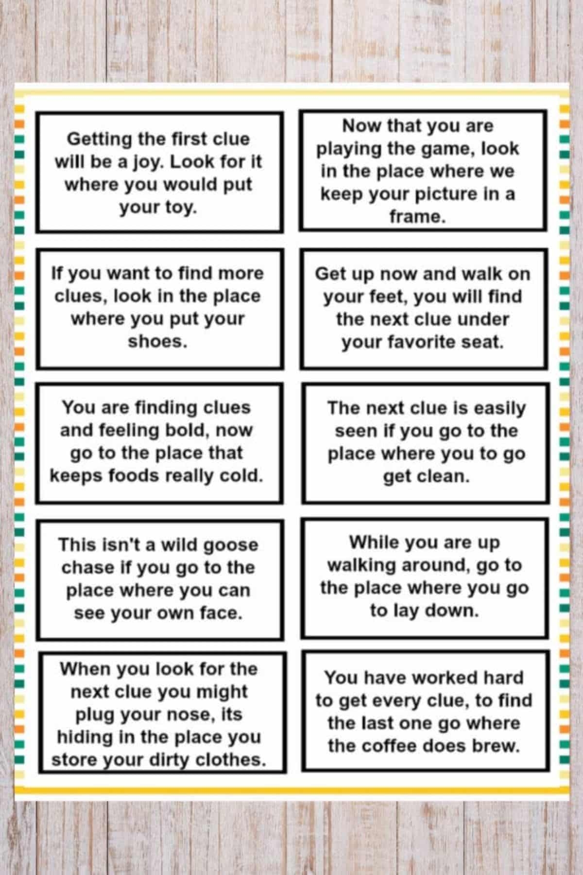 Free Printable Scavenger Hunt Riddles