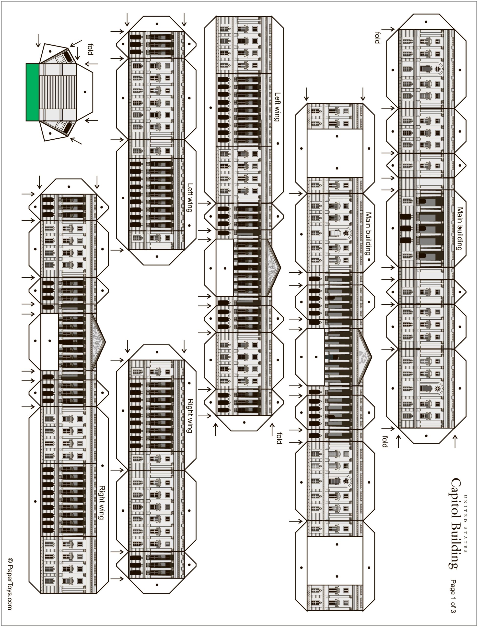 U S Capitol Building Paper Model Free Printable Paper Template