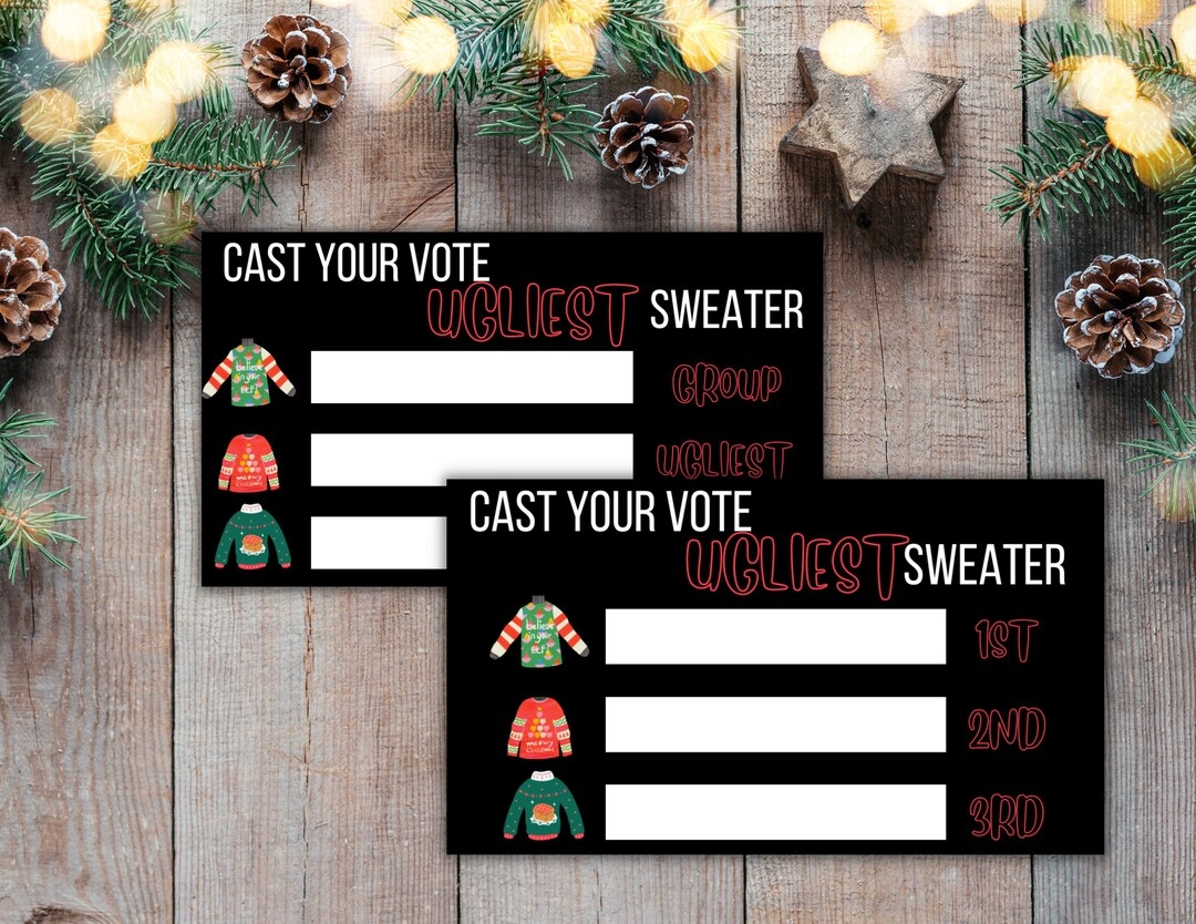 Ugly Christmas Sweater Voting Ballot Editable Ugly Sweater Holiday Invitation Printable Template Instant Download Etsy