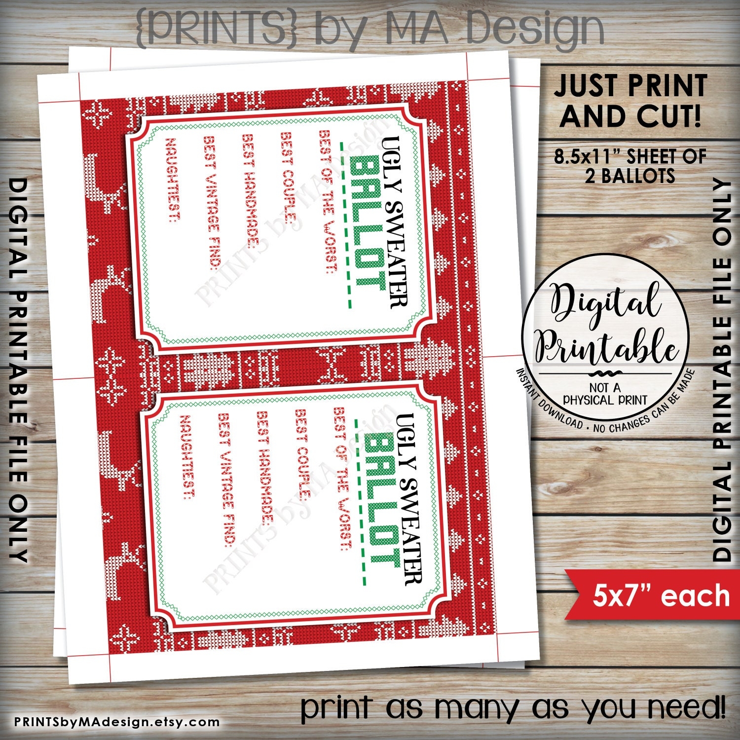 Ugly Sweater Voting Template Free Printable