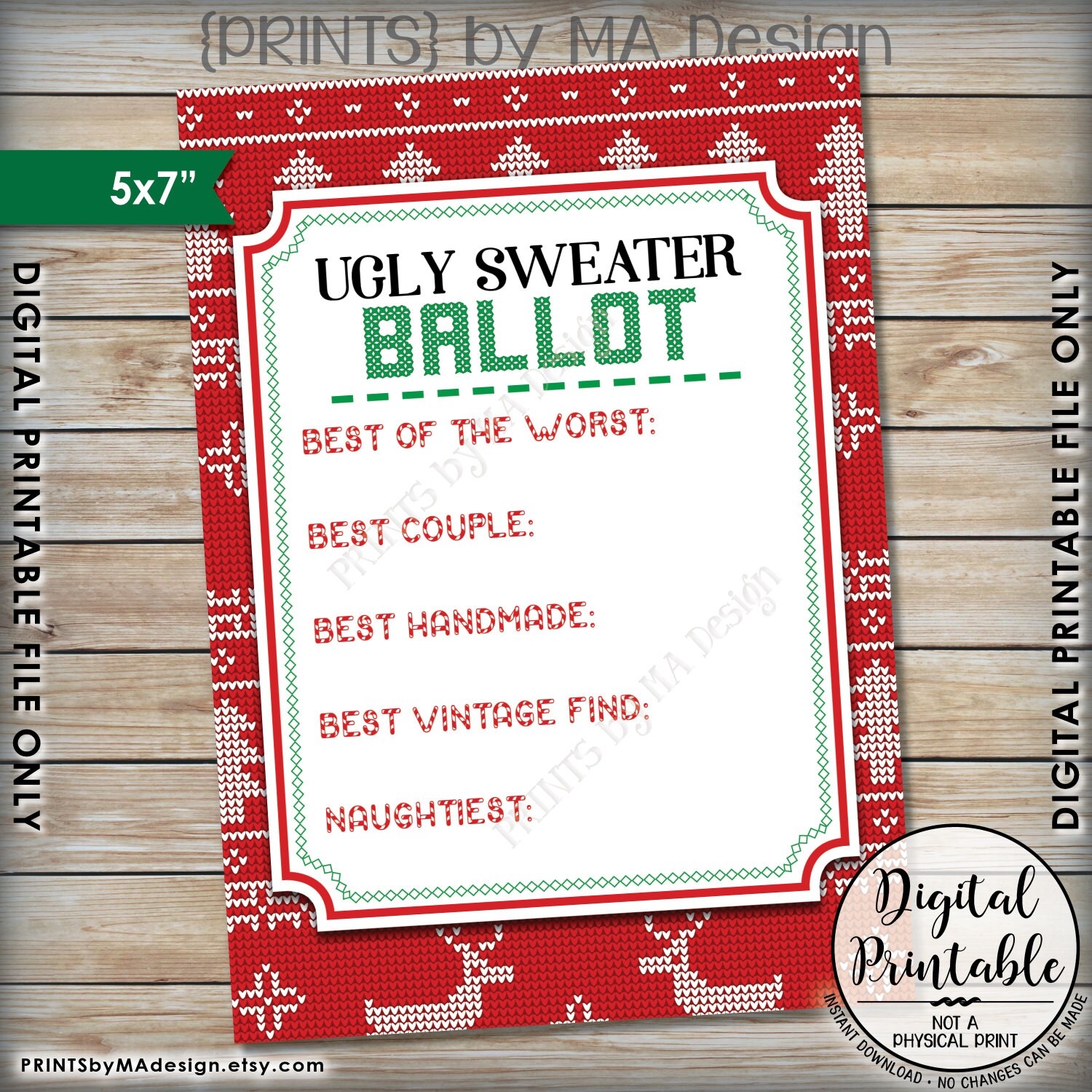 Ugly Christmas Sweater Voting Sign And Ballots Ugly Sweater Party 