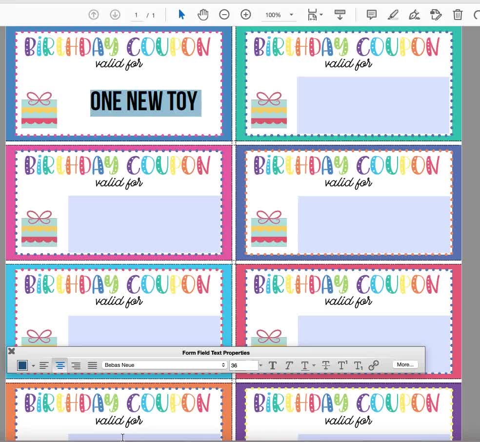 Unicorn Birthday Coupons Kid Bday Present Editable And Printable Template Birthday Coupons Custom PDF File