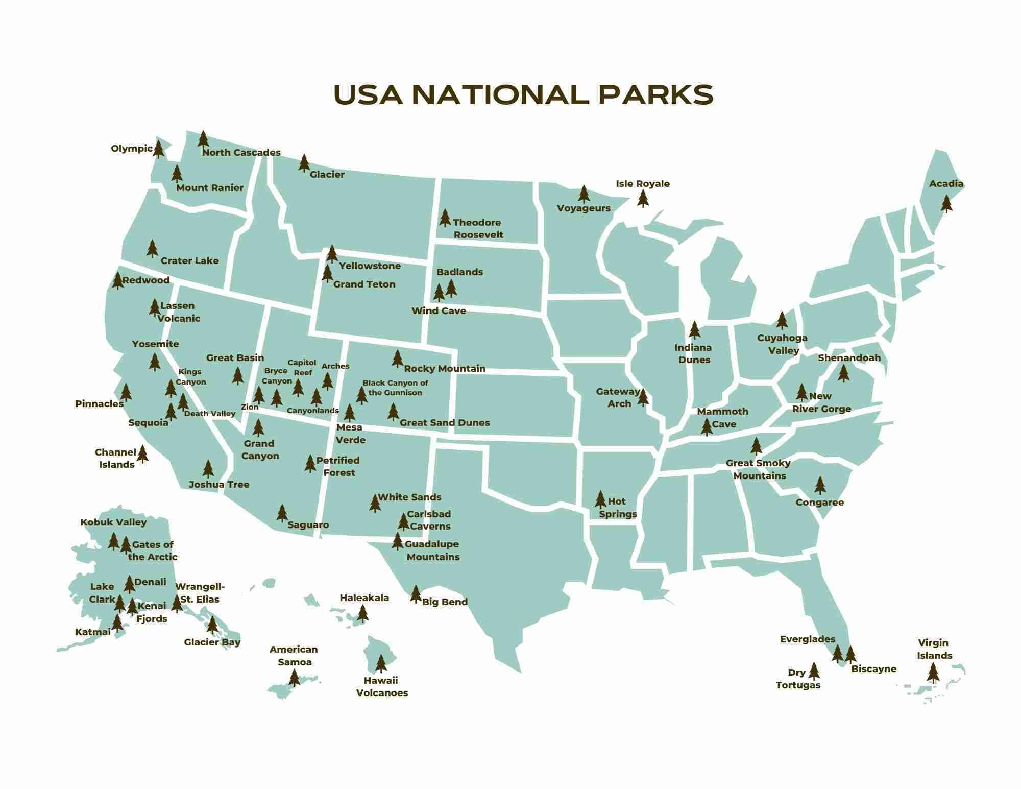 Us National Parks Map Printable