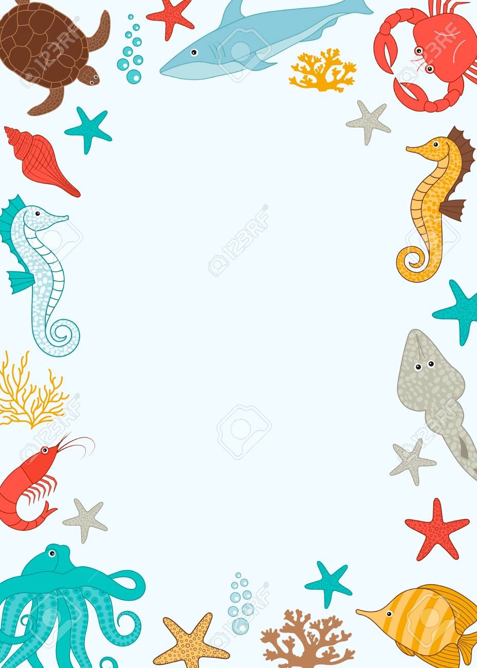Vector Colorful Under The Sea Card Template Royalty Free SVG 